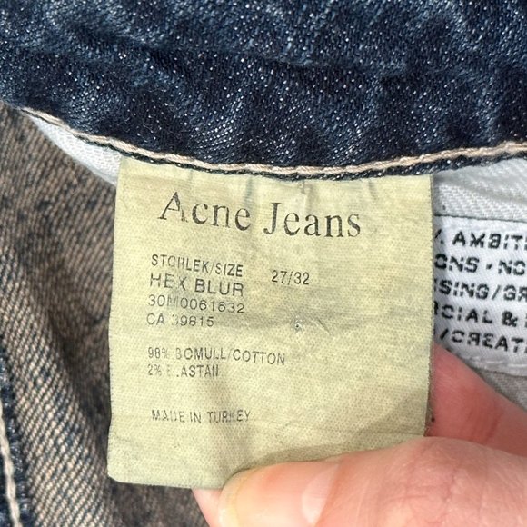 Acne Jeans Men's Stone Wash Distressed Boot Cut in HEX Blur Archive Size 27 - Picture 7 of 10